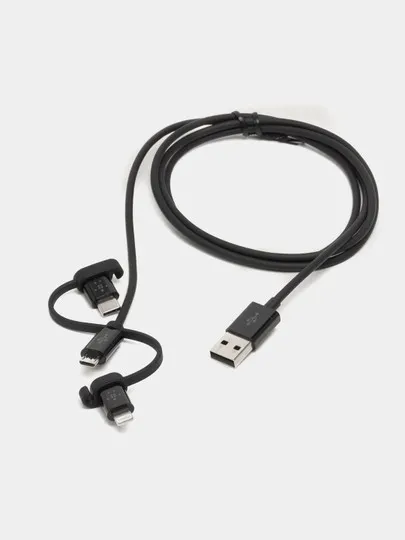 Кабель Belkin USB-A to Micro USB/LTG/USB-C Black#1