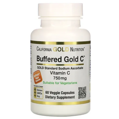 Buferlangan vitamin C qopqoqlari, Kaliforniya oltin oziqlanishi, 750 mg, 60 sabzavotli kapsulalar#1