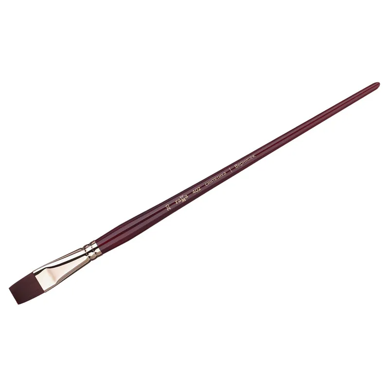 Кисть художественная, синтетика бордовая, Гамма "Вернисаж", плоская, длинная ручка №20#1