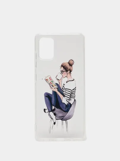 Чехол прозрачный "Девушка с кофе" для Samsung#1