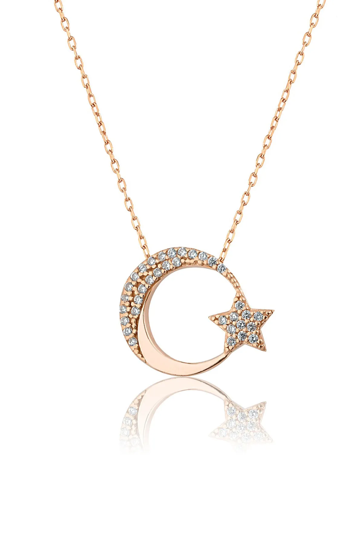 Женское серебряное ожерелье, модель: луна со звездочкой kls2065 Larin Silver золотистый2#1