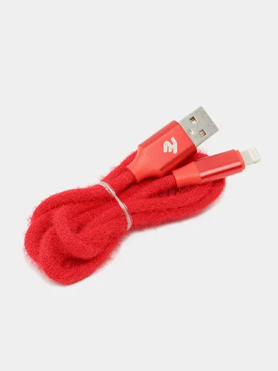 Кабель 2E USB-A - Lightning Fur, 1м, красный#1