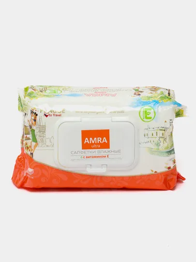 Салфетки влажные AMRA Travel, с витамином E, 120 шт#1