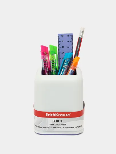 Набор настольный пластиковый ErichKrause Forte, Pastel, белый с фиолетовой вставкой#1