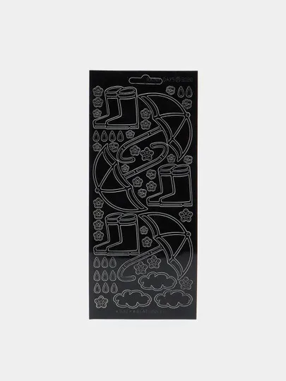 Контурные наклейки JEJE  "Дождливые дни", лист 10 x 24.5 см, цвет черный JE357813#1