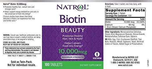 Биотин 10000 мкг, Natrol, 100 таблеток#2