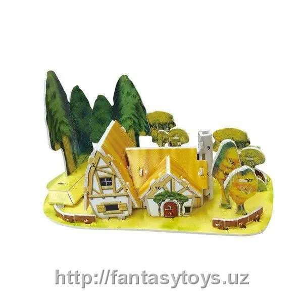 Картонный 3D-мини-пазл "Лесной домик"#1