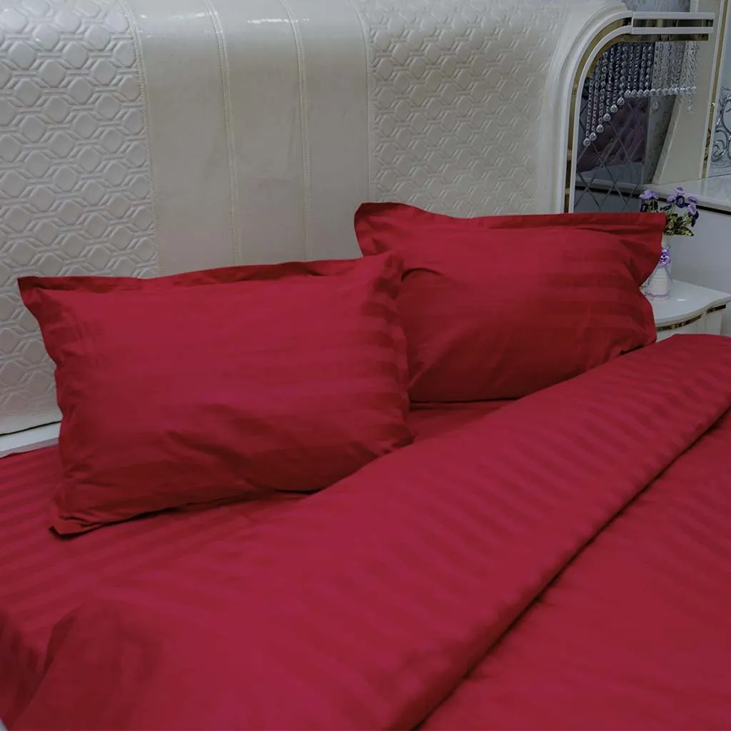 Комплект постельного белья, страйп-сатин, бордовый#2