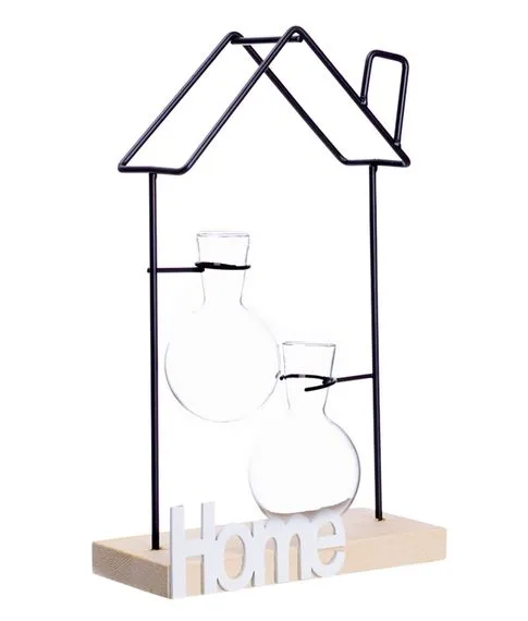 Декоративная подставка "Home" с 2 колбами ( 30 см)#1