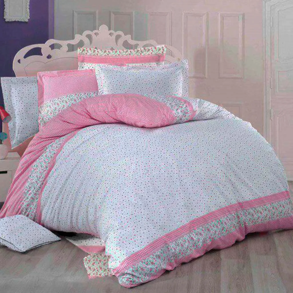 Комплект постельного белья, поплин, розовый#1