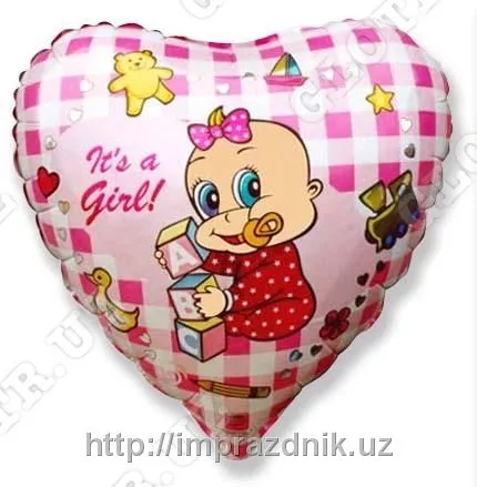 Фольгированный шар в форме сердца "It's a girl"#1