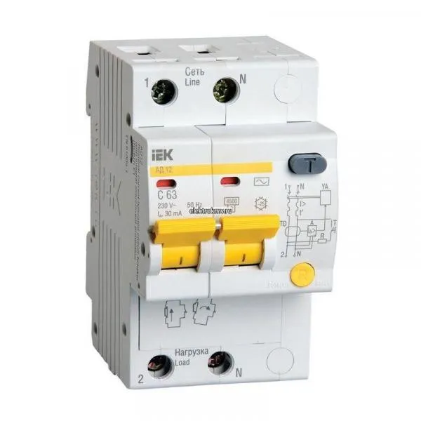 Автоматический выключатель дифференциального тока АД12М 2Р 30мА ИЭК#1