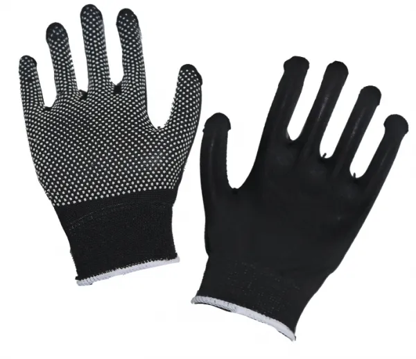 Перчатки "Нейлон черный" трикотажные с ПВХ точкой#1