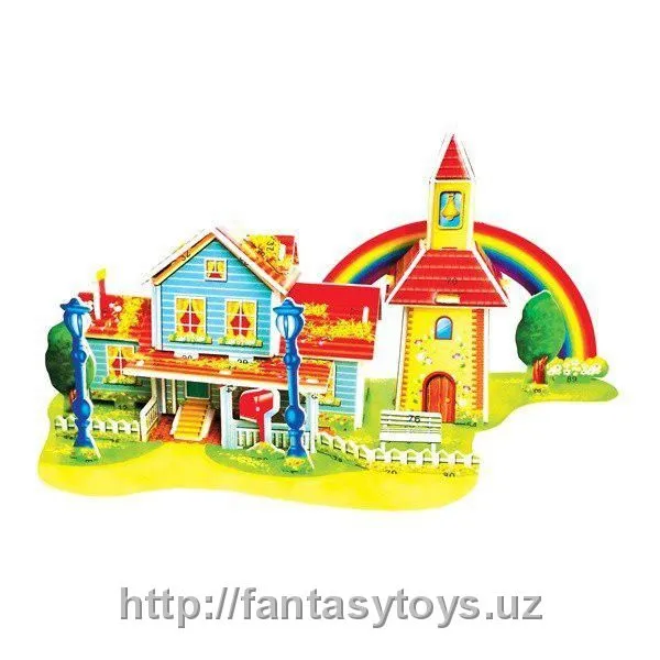 Картонный 3D-мини-пазл "Радужный дом"#1