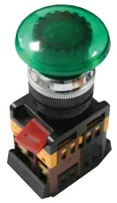 Кнопка AELA-22 зеленая с подсветкой NO+NC 220В Грибок#1