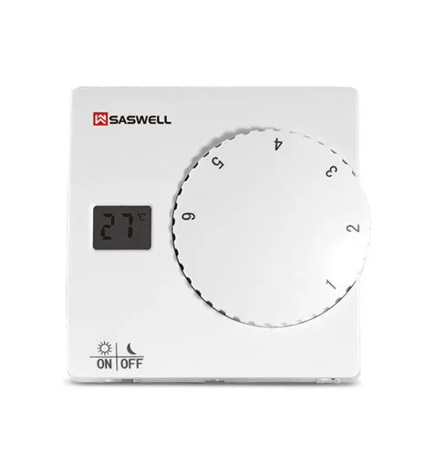 Saswell Термостат с ЖК экраном и меxаническим регулятором (белый) sas816WHL-0#1