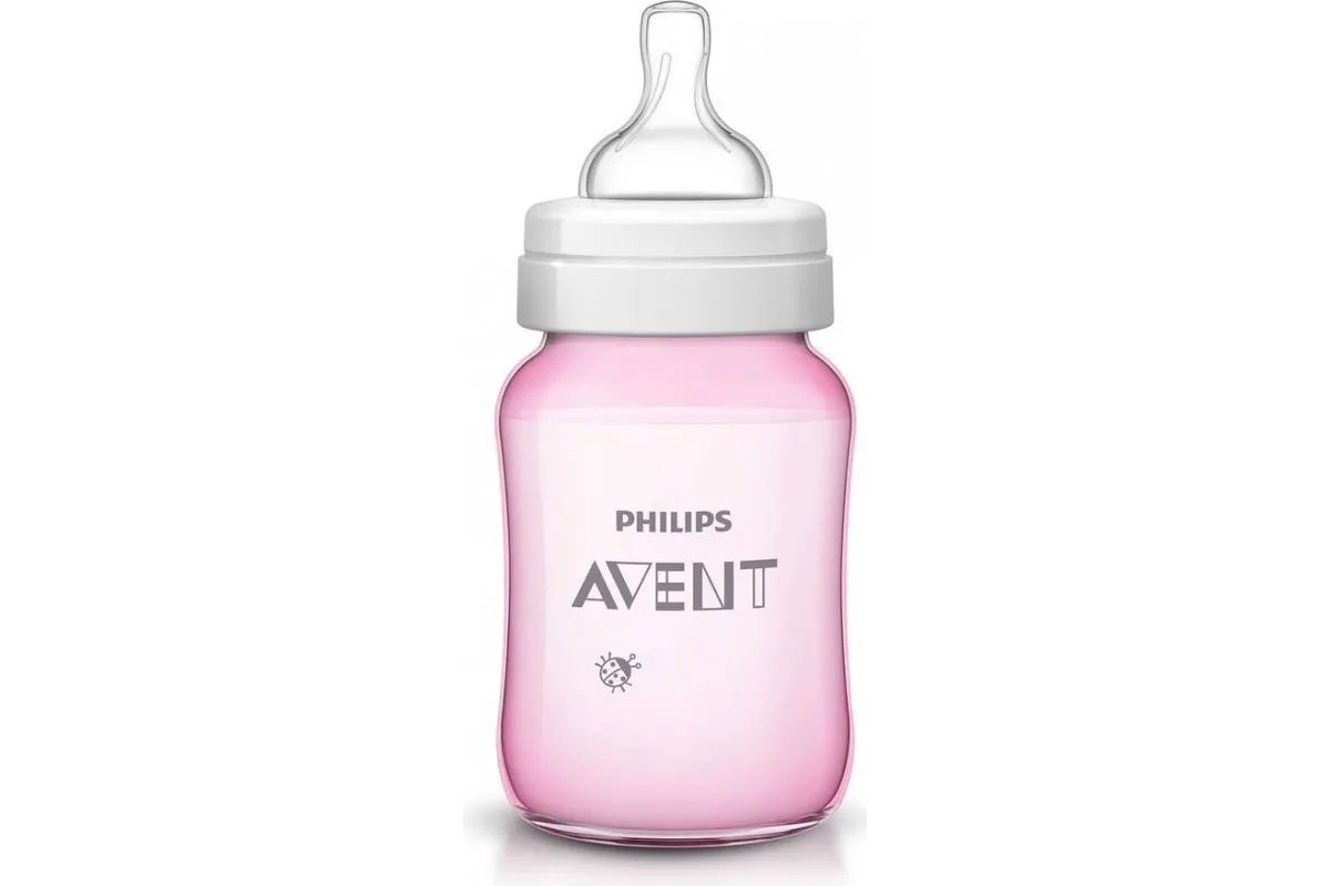 Розовая бутылочка для кормления CLASSIC+ AV034#1