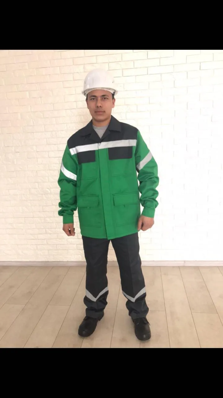 Демисезонный рабочий костюм (черно-зеленый)#1