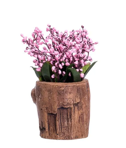Декоративный керамический пенек с цветком (15 см) №277#1