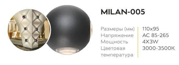Водонепроницаемый настенный светильник IP66 "MILAN-005"#3