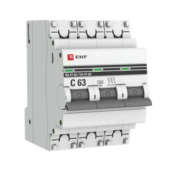 Автоматический выключатель 3P 2-6А (C) 4,5kA ВА 47-63 EKF#1