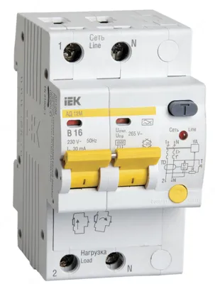 Автоматический выключатель дифференциального тока АД12М 2Р 40мА ИЭК#1