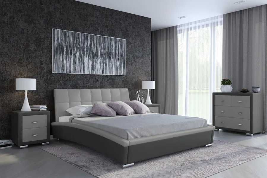 Двуспальная кровать "Corso-1L" оттенки серого#1