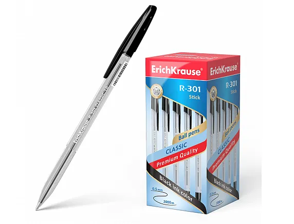 Ручка шариковая ErichKrause® R-301 Classic Stick 1.0, цвет чернил черный#1