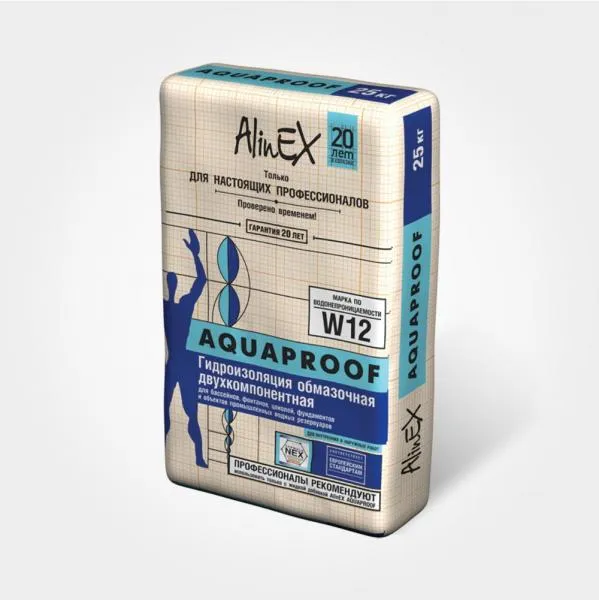 Гидроизоляционная смесь - AlinEX AQUAPROOF, 25кг + 10кг#1