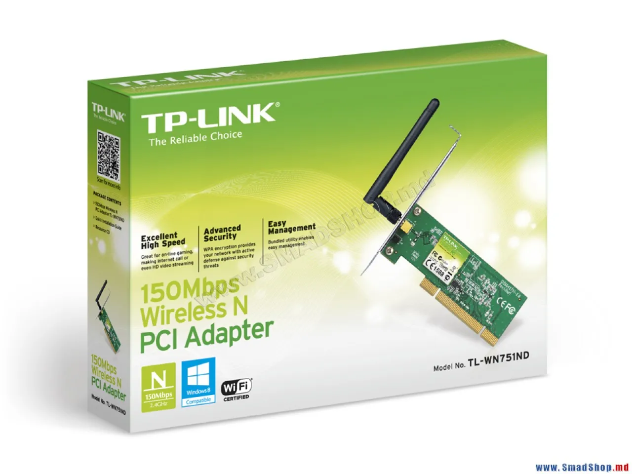 WiFi адаптер TL-WN751ND Wireless N PCI Adapter, Atheros, 1T1R, 2.4GHz, 802.11n/g/b, 1 detachable antenna#6