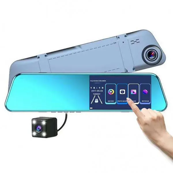 Видеорегистратор-зеркало с камерой заднего вида, Сенсорный Дисплей HD 5.18 (2 камеры)#1
