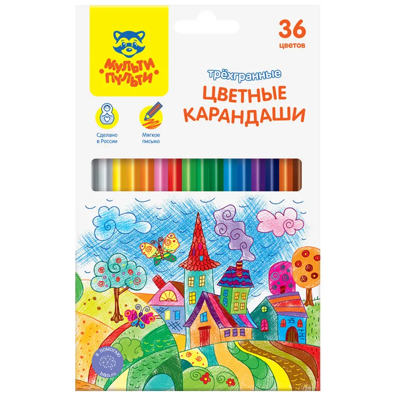 Карандаши цветные Мульти-Пульти "Невероятные приключения", 36 цветов, трехгранные#1