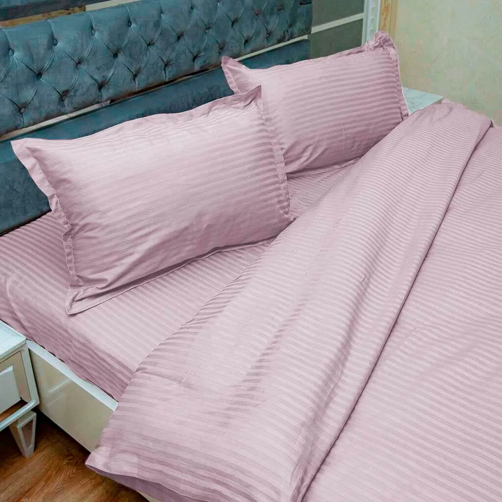 Комплект постельного белья, страйп-сатин, розовый#2