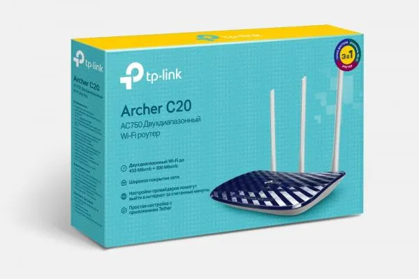 Wi-Fi роутер TP-Link Archer C20 AC750#1