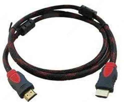 Кабель HDMI-HDMI, 1,5m, 2 фильтра, оплетка, круглый Black/Red.#1