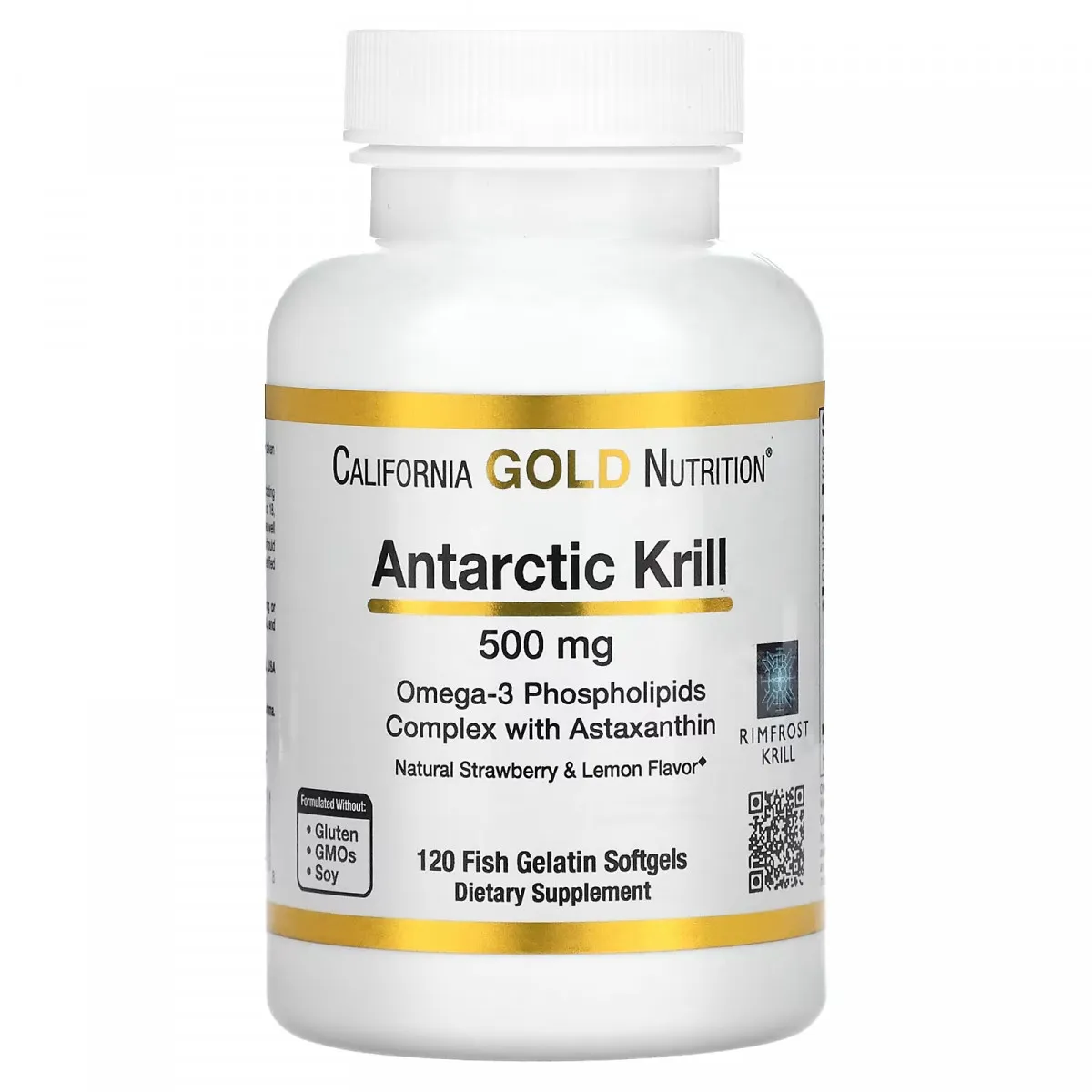 Antarktika Krill yog'i, astaksantinli Omega-3 fosfolipid kompleksi, Kaliforniya oltin oziqlanishi, tabiiy qulupnay limon lazzati, 500 mg, 120 kapsula#1