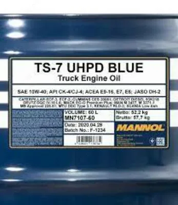 Моторное масло Mannol_TS-7 BLUE 10w40 API CJ-4/CI-4 M 3477 _ 18 л#1