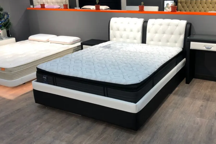 Двуспальная кровать "Veda 5" чёрная с белым#3