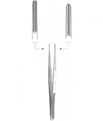 Пинцет анатомический 150 мм с атравматической нарезкой ПА 150х2,5#1