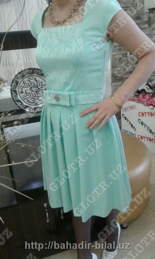 Романтичное платье бирюзового цвета#2