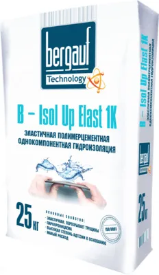 Эластичная полимерцементная одно-двухкомпонентная гидроизоляция B - ISOL UP ELAST 1К или 2K|
B - ISOL UP ELAST 1K|
B - ISOL UP ELAST 2K#1