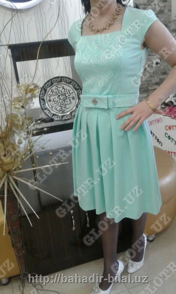 Романтичное платье бирюзового цвета#1