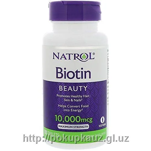 Natrol, Biotin (биотин), 10.000 мкг 100 таблеток#1