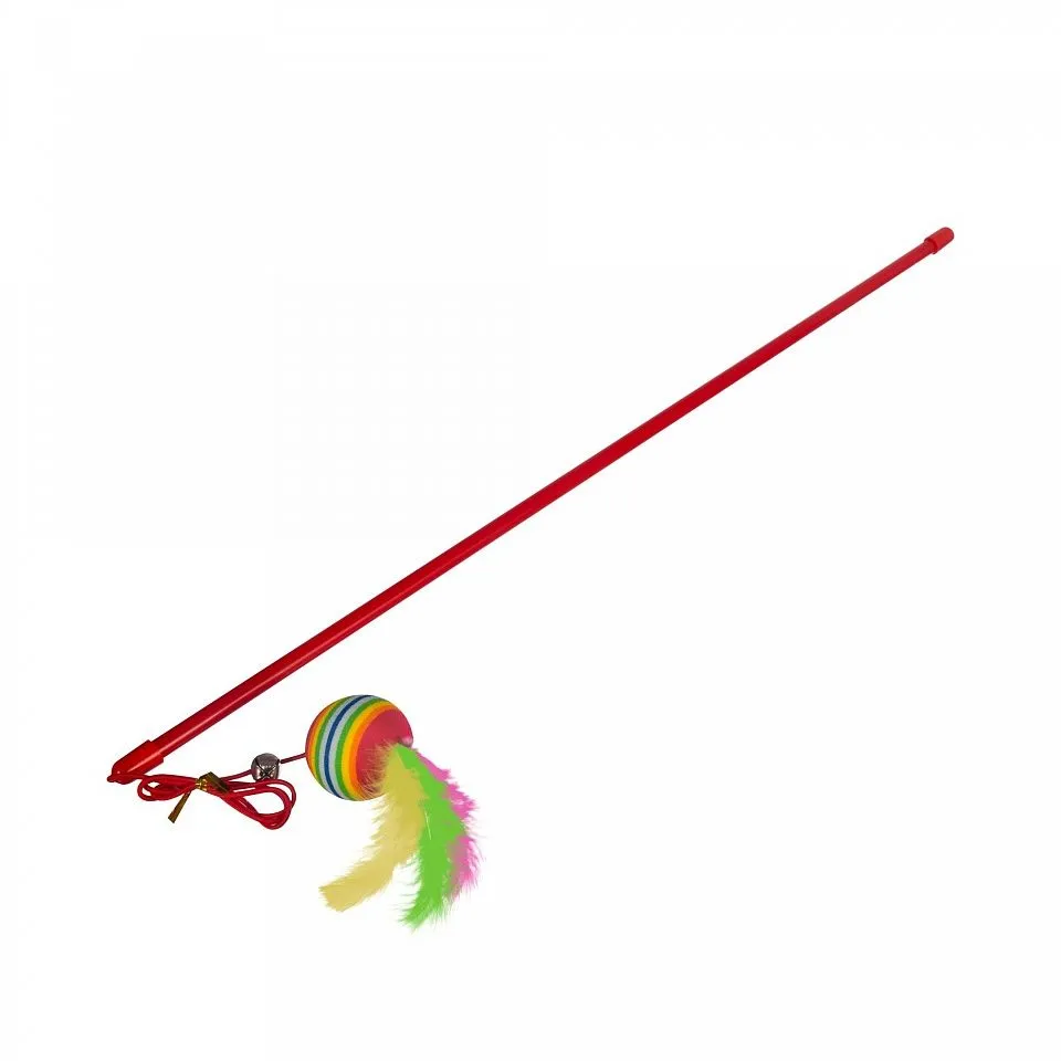 Дразнилка-удочка «цветной шарик и перья»#1