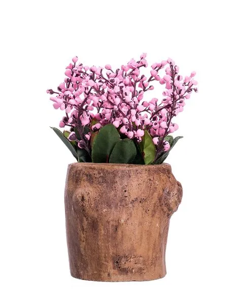 Декоративный керамический пенек с цветком (15 см) №277#2