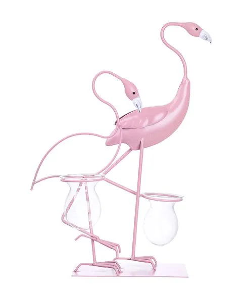 Декоративная  композиция "Розовый фламинго" с  2 колбами (46 см)#1