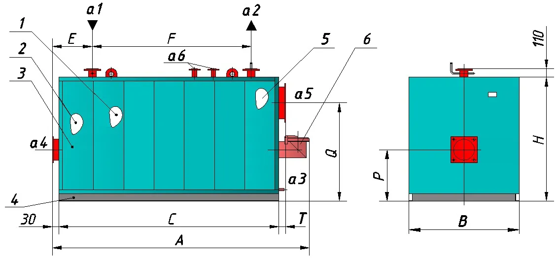Жаротрубные водогрейные котлы серии  ENKOM -52 Теплопроизво-дительность,N, МВт 6,0#1