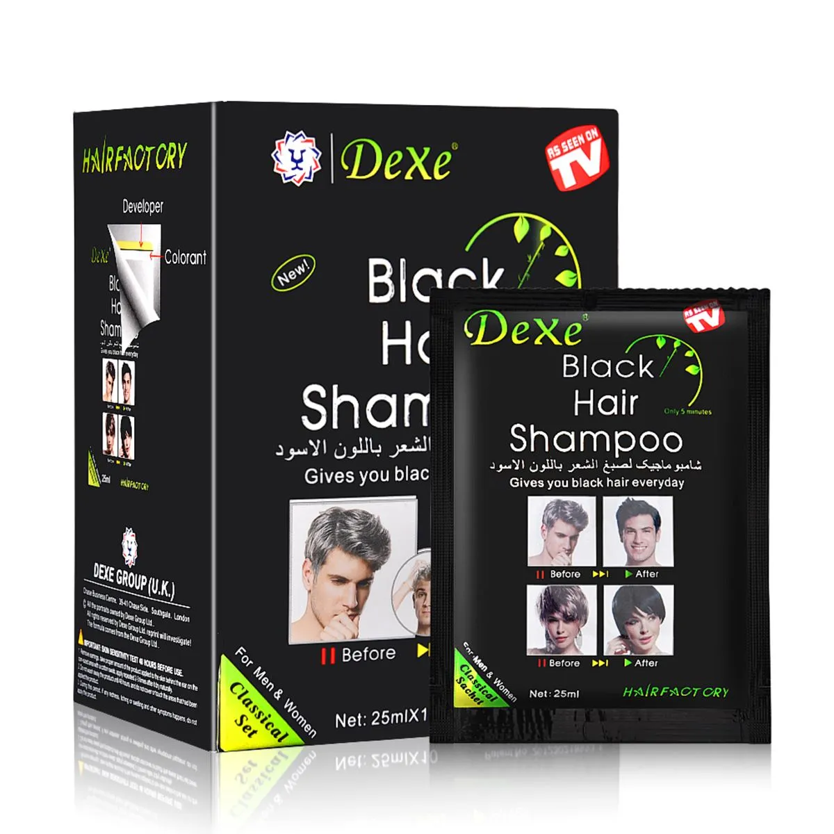 Шампунь для мужчин от седых волос DEXE BLACK HAIR SHAMPOO#1