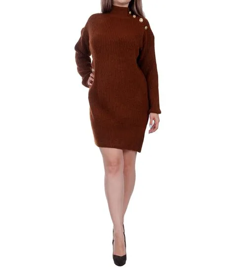 Платье No Brand (коричневое, вязаное)#1
