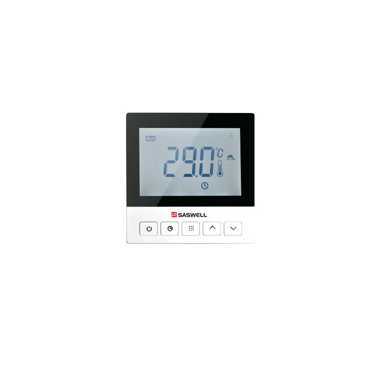 Saswell Термостат с ЖК экраном (черный) кнопочный sas921WHL-7#1